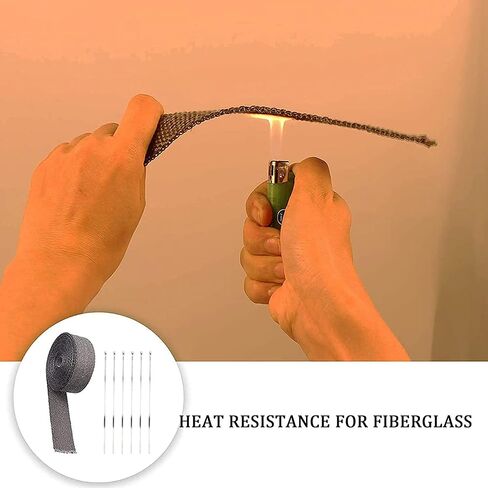 Black Exhaust Heat Wrap, Foneso 2'' x 33' Exhaust Header Wrap Tape Fiberglass Heat Shield Tape with 10pcs Stainless Steel Ties for Motorcycle Car Truck in Saudi Arabia