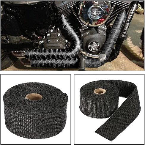 Black Exhaust Heat Wrap, Foneso 2'' x 33' Exhaust Header Wrap Tape Fiberglass Heat Shield Tape with 10pcs Stainless Steel Ties for Motorcycle Car Truck in Saudi Arabia