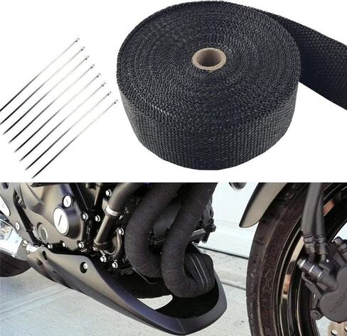 Black Exhaust Heat Wrap, Foneso 2'' x 33' Exhaust Header Wrap Tape Fiberglass Heat Shield Tape with 10pcs Stainless Steel Ties for Motorcycle Car Truck in Saudi Arabia