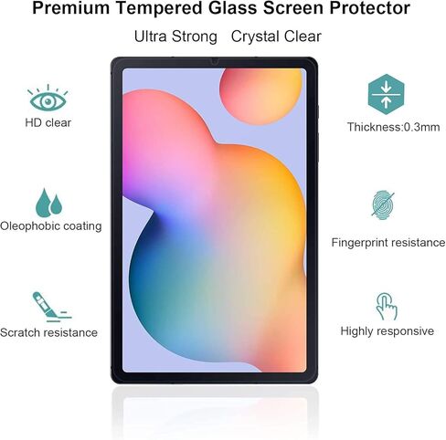 واقي شاشة ZenRich (عبوة من قطعتين) لهاتف Samsung Galaxy Tab S9 FE/Tab A9 Plus/Tab S9/ Tab S8/Tab S7 طبقة شاشة من الزجاج المقوى 9H متوافقة مع قلم S Pen/معرف الوجه/جراب مناسب in Kuwait