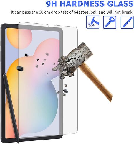 واقي شاشة ZenRich (عبوة من قطعتين) لهاتف Samsung Galaxy Tab S9 FE/Tab A9 Plus/Tab S9/ Tab S8/Tab S7 طبقة شاشة من الزجاج المقوى 9H متوافقة مع قلم S Pen/معرف الوجه/جراب مناسب in Kuwait