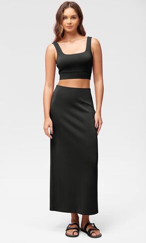 ODODOS Modal Soft Maxi Skirt for Women, Back Slit High Waist Casual Long Pencil Skirts in Kuwait