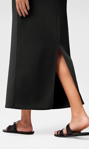 ODODOS Modal Soft Maxi Skirt for Women, Back Slit High Waist Casual Long Pencil Skirts in Kuwait
