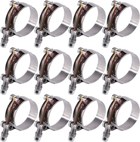 Glarks 12Pcs 32-37mm Stainless Steel T-Bolt Hose Clamps Turbo Intake Soft Hose Intercooler Clamps in Kuwait