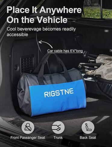 Electric Cooler Bag, 12V Thermoelectric Cooler Warmer Plug in for Vehicles, Portable Cooler Refrigerator for Car, RV, and Camping Use, 18L/20 Cans Capacity, Blue in Saudi Arabia