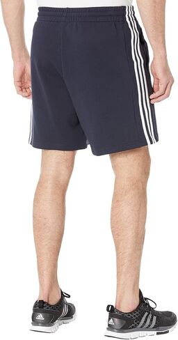 شورت رجالي من adidas مقاس Essentials French Terry 3-Stripes، مقاس متوسط ​​رمادي منقط، كبير/طويل in Saudi Arabia
