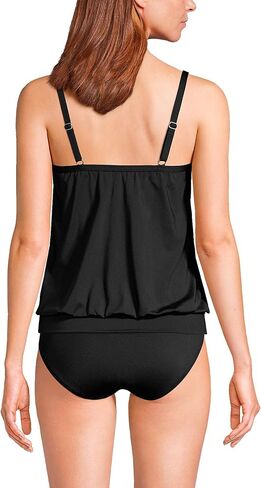 Lands' End Womens Chlorine Resistant Blouson Tankini Top Black Havana Floral Regular 14 in Kuwait