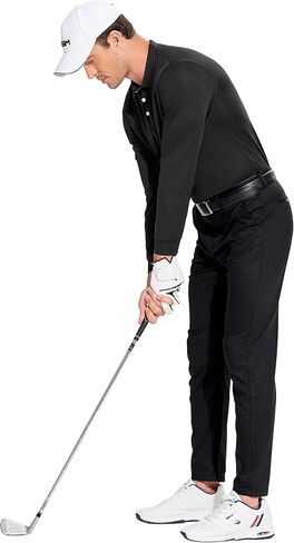 PINSPARK Long Sleeve Polo Shirts for Men Moisture Wicking Golf Shirts Quick Dry Work Hiking Casual Collared Shirt in Saudi Arabia