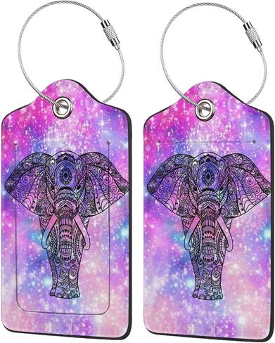 Skull Funny Skeleton Gothic Hippie Halloween Terror Rock Roll Flower 2 Pack Printed Leather Bag Luggage Tags for Travel Stainless Steel Loop Labels with Privacy Cover Name Id Card in Kuwait