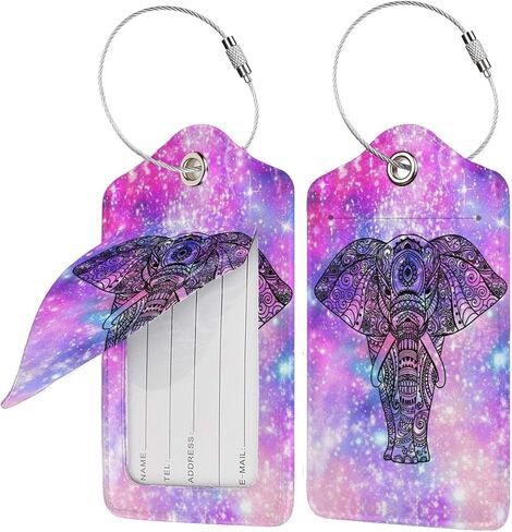 Skull Funny Skeleton Gothic Hippie Halloween Terror Rock Roll Flower 2 Pack Printed Leather Bag Luggage Tags for Travel Stainless Steel Loop Labels with Privacy Cover Name Id Card in Kuwait