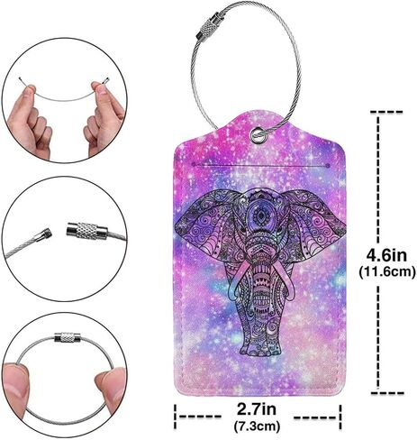 Skull Funny Skeleton Gothic Hippie Halloween Terror Rock Roll Flower 2 Pack Printed Leather Bag Luggage Tags for Travel Stainless Steel Loop Labels with Privacy Cover Name Id Card in Kuwait