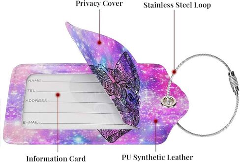 Skull Funny Skeleton Gothic Hippie Halloween Terror Rock Roll Flower 2 Pack Printed Leather Bag Luggage Tags for Travel Stainless Steel Loop Labels with Privacy Cover Name Id Card in Kuwait