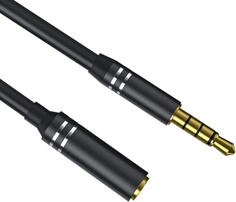 3.5mm Headphone Extension Cable (4Ft/1.2M), 4 Pole Hi-Fi Sound Audio Cable Male to Female AUX Cord, Auxiliary Stereo Extender for Speakers, PC, MP3 and All 3.5 mm Enabled Devices (2 Pack - Black) in Kuwait