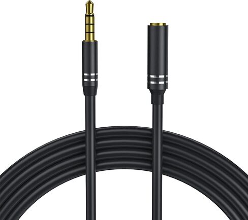 3.5mm Headphone Extension Cable (4Ft/1.2M), 4 Pole Hi-Fi Sound Audio Cable Male to Female AUX Cord, Auxiliary Stereo Extender for Speakers, PC, MP3 and All 3.5 mm Enabled Devices (2 Pack - Black) in Kuwait
