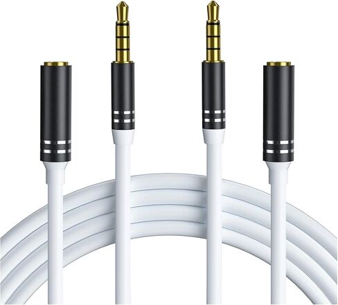 3.5mm Headphone Extension Cable (4Ft/1.2M), 4 Pole Hi-Fi Sound Audio Cable Male to Female AUX Cord, Auxiliary Stereo Extender for Speakers, PC, MP3 and All 3.5 mm Enabled Devices (2 Pack - Black) in Kuwait