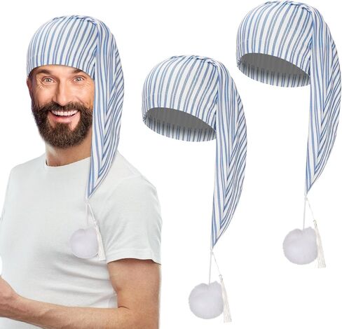 2 Pcs Night Sleeping Cap Men Adjustable Drawstring Sleep Night Cap with Pom Pom for Costume Daily Party Supplies in Saudi Arabia