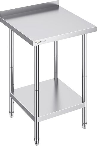 VEVOR 24 x 24 x 36 Inch Stainless Steel Work Table, Commercial Food Prep Worktable Heavy Duty Prep Worktable, Metal Work Table with Adjustable Height for Restaurant, Home and Hotel in Saudi Arabia