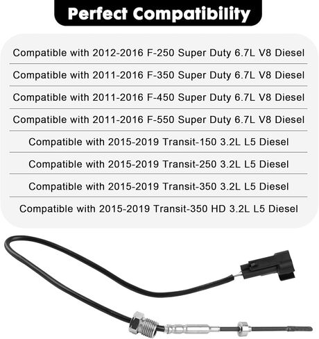 Exhaust Gas Temperature Sensor EGT AC3Z5J213C Compatible with 2011-2016 Ford F250 F350 F450 F550 6.7L V8, 2015-2019 Transit 150 250 350 350HD 3.2L L5 Diesel, Replace AC3Z12B591A in Kuwait