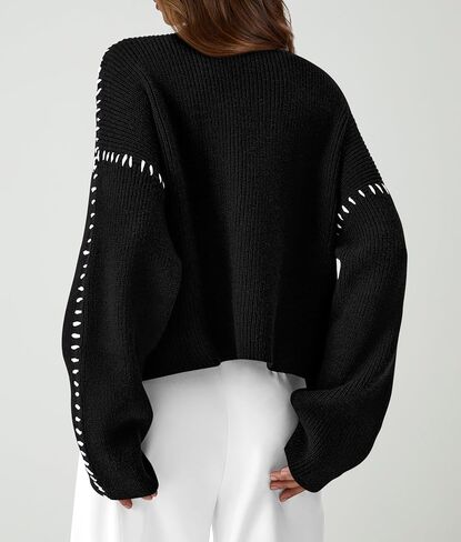 PRETTYGARDEN Women's Chunky Knit Fall Sweaters Casual Long Sleeve Mock Neck Oversized Loose Pullover Sweater Tops in Saudi Arabia