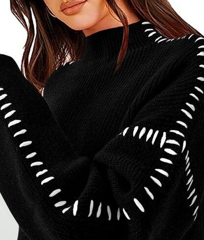 PRETTYGARDEN Women's Chunky Knit Fall Sweaters Casual Long Sleeve Mock Neck Oversized Loose Pullover Sweater Tops in Saudi Arabia
