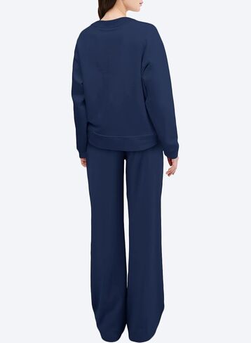 Herseas Women 2 Piece Outfits Twist Front Sweatshirt Wide Leg Sweatpants Casual Lounge Sets in Saudi Arabia