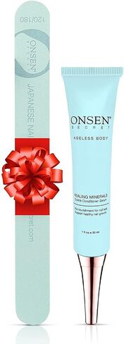 Onsen Secret Cuticle Cream + Double Sided Nail File 120/180 Grit, Cuticle Oil - Japanese Natural Healing Minerals Nail Care Serum. Sooth, Repair, & Strengthen Cuticles & Nails, Non-Greasy – 30ml in Saudi Arabia