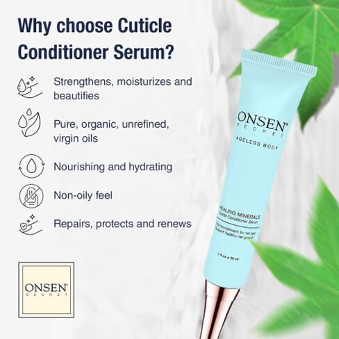Onsen Secret Cuticle Cream + Double Sided Nail File 120/180 Grit, Cuticle Oil - Japanese Natural Healing Minerals Nail Care Serum. Sooth, Repair, & Strengthen Cuticles & Nails, Non-Greasy – 30ml in Saudi Arabia