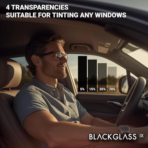بكرة تظليل النوافذ ذات الجودة الاحترافية من BLACKGLASS IX® للسيارات والشاحنات والمركبات (5% VLT، 20 قدمًا × 2 قدم، طبقتان، لون أسود ليمو) فيلم للطاقة الشمسية والوهج والخصوصية مع تعليمات التثبيت in Saudi Arabia