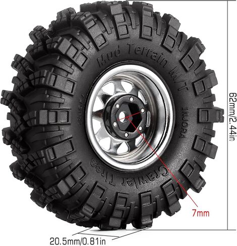 INJORA 1.0 Beadlock Wheel Mud Tires Set Deep Dish 1.0 "عجلات إطارات لـ 1/18 TRX4M Axial AX24 SCX24 Gladiator Deadbolt Bronco C10 JLU ترقية أجزاء (أسود) in Saudi Arabia