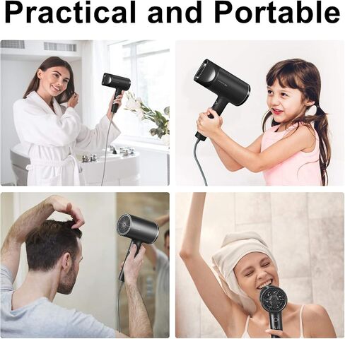Ionic Hair Dryer, 1800W Negative Ion Hairdryers Blow Dryer, Professional Hair Dryers with 3 Heat Settings, 2 Speeds, 1 Magnetic Nozzle, for Men, Women, Kids, Home, Travel, Salon in Saudi Arabia