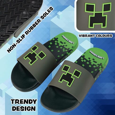 Minecraft Boys Sliders or Flip Flops for Beach and Pool - Boys Gifts in Saudi Arabia