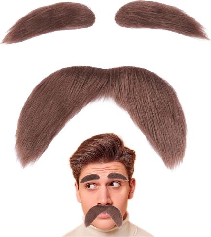 Fake Mustache and Eyebrows Self Adhesive Fake Beard Novelty Costume Facial Hair for Cosplay Halloween Party in Saudi Arabia