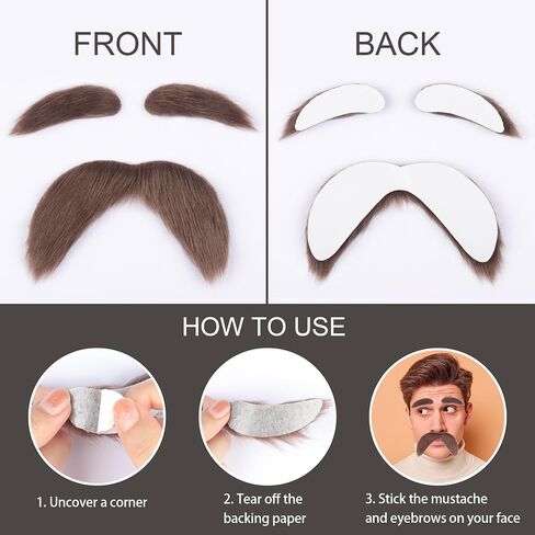 Fake Mustache and Eyebrows Self Adhesive Fake Beard Novelty Costume Facial Hair for Cosplay Halloween Party in Saudi Arabia