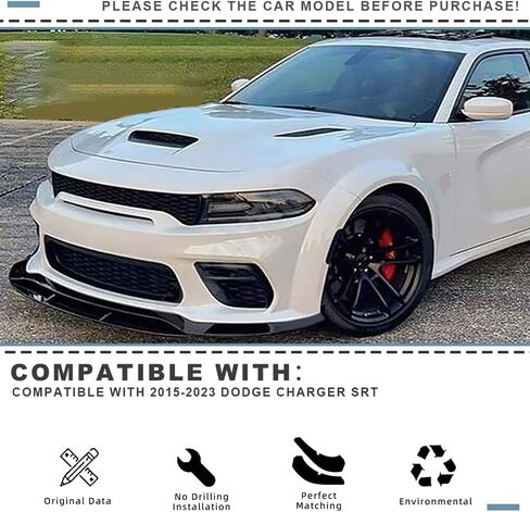 KETAI الشفة الأمامية المصد متوافقة مع 2015-2023 دودج تشارجر SRT GT-V نمط ABS لمعان أسود أمامي الفاصل السفلي حامي الجبهة سد الهواء الذقن المفسد الفاصل in Kuwait