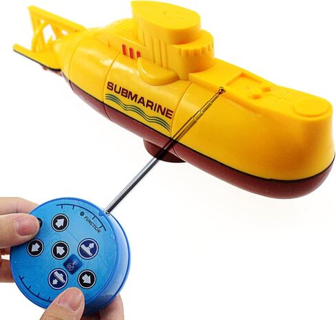 Tipmant Mini RC Submarine Toy Remote Control Boat Underwater Electric Diving Water Fish Tank Kids Birthday Gift (Yellow) in Kuwait