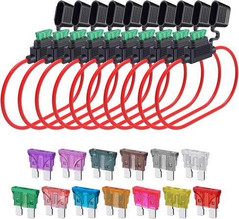 12 Gauge Fuse Holder ATC/ATO, SIM&NAT 5 Packs in-Line Automotive Blade Fuse Holder with 65PCS Standard Car Fuses, 1A 2A 3A 4A 5A 7.5A 10A 15A 20A 25A 30A 35A 40A Automotive Replacement Fuses in Saudi Arabia