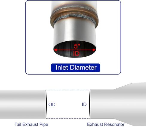 مرنان العادم 5 "مدخل 5" مخرج كاتم صوت عالي الأداء 18 "بوصة إجمالي الفولاذ المقاوم للصدأ مستقيم in Kuwait