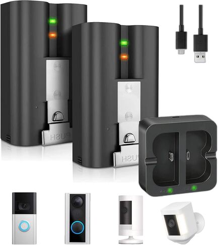 CYZYYLS 2 حزم بطارية بديلة 6500 مللي أمبير في الساعة متوافقة مع كاميرا جرس الباب الدائري 2/3/3plus/4، بطارية كاميرا لاصقة وبطارية كاميرا كشاف، بطاريات ليثيوم أيون مطورة قابلة لإعادة الشحن 3.65 فولت in Kuwait