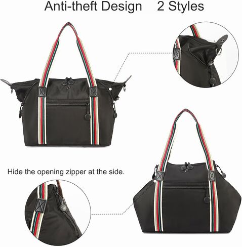 Anti-theft Nylon Tote Bag with Lock Lightweight Handbag for Women Work Bag Crossbody Travel Bag Top Handle Satchel Purse in Saudi Arabia