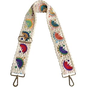 TCOMVEZ Crochet Flower Purse Straps Replacement Crossbody for Handbags Women Guitar Strap 2 inch Wide Adjustable Bag Strap (Black)