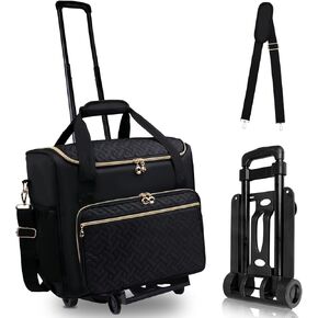 Rolling Teacher Tote Bag with Detachable Trolley, Wheeled Teacher Bag with 15 Inch Laptop Compartment