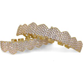 Hip Hop Grillz Teeth Fashion Body Jewelry Cubic Zirconia Ice Out Gold Grillz for Men and Women