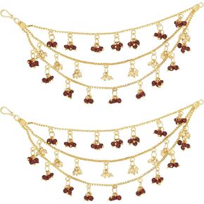 I Jewels Indian Bollywood Gold Plated Traditional Faux Kundan & Pearl Ethnic Designer Party Wear Earrings for Women (E2610-04)
