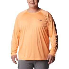 Columbia Men's PFG Terminal Tackle Long Sleeve Shirt, Storm/Bright Nectar Logo, Medium