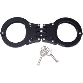 Double Lock Handcuffs, Adjustable Heavy Duty Steel Wrist Cuffs with 2 Keys & Handcuffs Holster in Police Edition Professional Grade
