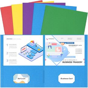 Folders with Pockets, 100 Pack 2 Pocket Folders Fit Letter Size Paper File Folders for School Office Business Home Filing Resume Portfolio (5 Color）