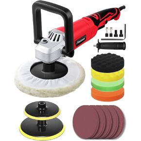 AVID POWER Car Buffer Polisher, 1200W 7 Inch/6 Inch Rotary Buffer Waxer, 6 Variable Speed 1600-3500 RPM, Detachable Handle & Side Handle for Car Detailing, Boat Sanding, Polishing and Waxing