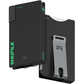 Shuffle Life Wallet for Men, Deck-of-Cards Opening, Rfid Blocking and Slim Design,Aluminum Card &Money Clip Wallet(Neon Black)