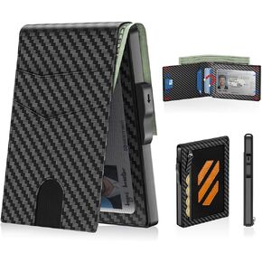 Wallet for Men, Pop-up Case, Cash Slot, RFID Blocking Mens Wallet with ID Window, Minimalist Wallet for Credit Cards,With Coin Pocket (Carbon Fiber)