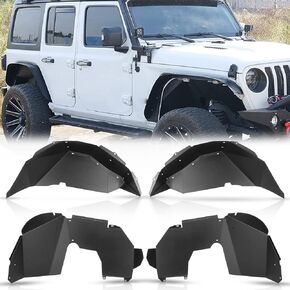 JL Wrangler Inner Fender Liners for Jeep 2018-2023 Wrangler JL JLU Unlimited | 4WD 2WD | Steel Fender Flares Splash Mud Guards Liners For 2018 2019 2020 2021 2022 2023 Wrangler JL (G104)